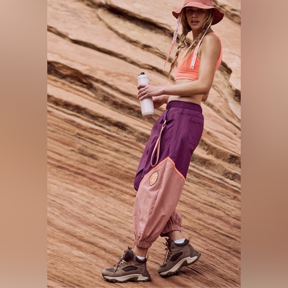 Free People Movement Deep Mulberry Colorblock Joggers XS NWT